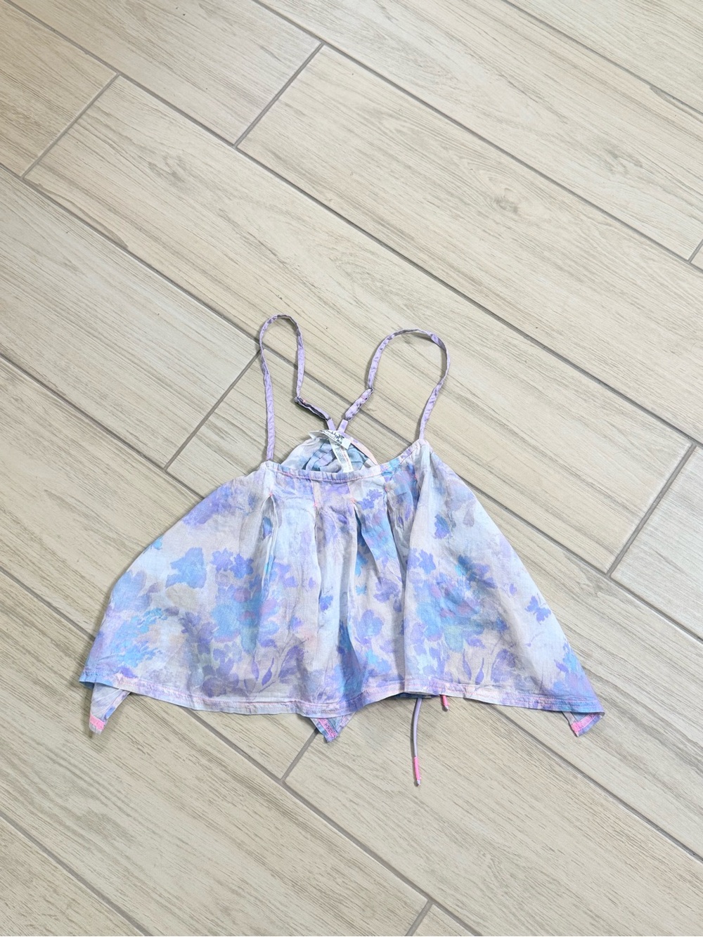 Free People Floral Cold Shoulder Handkerchief Hem Tank Top Size M